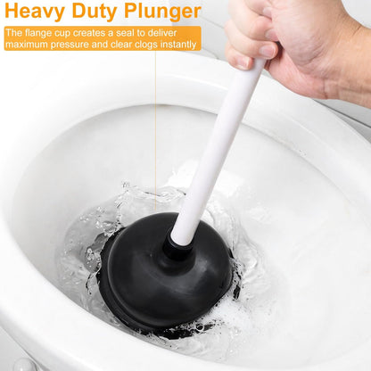 Toilet Plunger and Brush Set with Hideaway Holder – Heavy Duty Bathroom Cleaning Tools – Compact Toilet Bowl Cleaner & Plunger Combo for Modern Home Decor