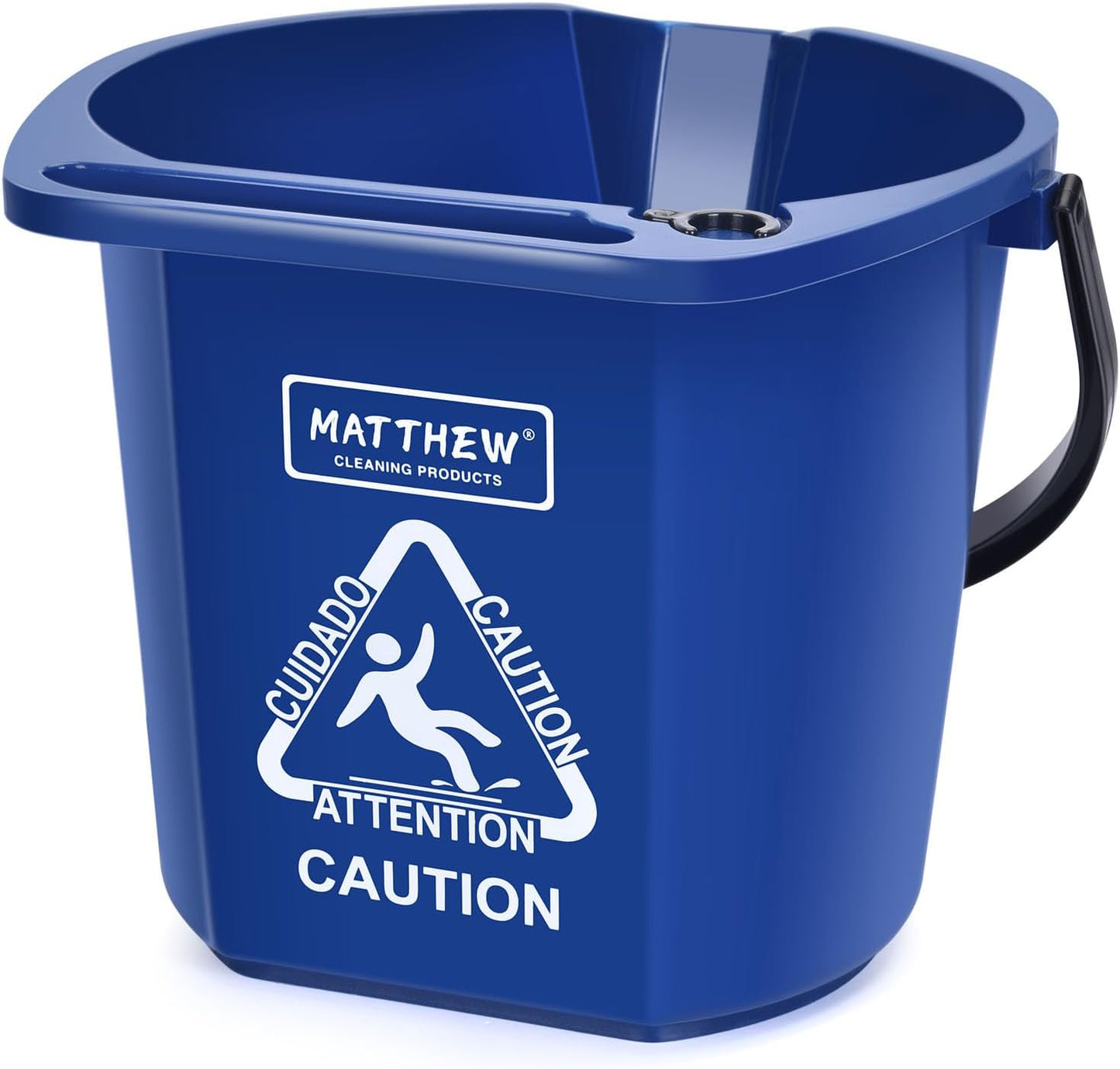Matthew Cleaning 4.2 Gallon Mop Bucket, Heavy Duty Plastic Cleaning Bucket with Built-in Pour Spout, Mop Holder and Comfort Grip Handle, House and Commercial Cleaning Supplies, 1 Pack Black