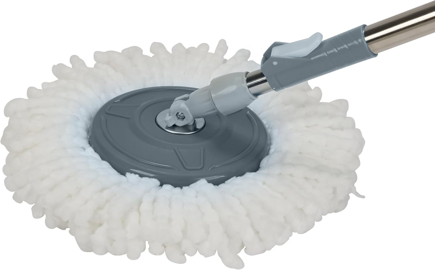 Simplify Self Wringing Spinner Mop | 1 Bucket with Spinning Mechanism | 2 Microfiber Heads | 360 Head mop| Household Cleaning | Extendable Mop Head | Grey