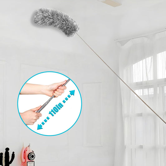 Feather Duster for Cleaning Extendable - Feather Duster for Cleaning The Indoor. 110 in Long Duster with Extension Pole for Clean Ceilings and Fans. Microfiber Duster for Blinds. Washable Dduster