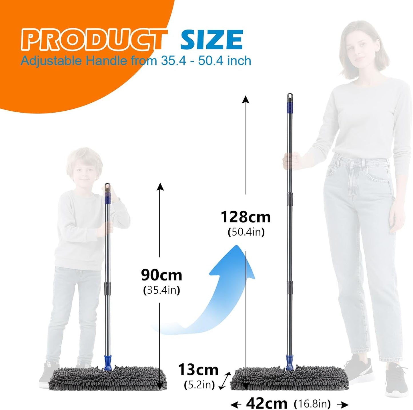 Mops for Floor Cleaning, Masthome Flat Dust Mop with 4 Reusable Pads, 2-Sided Microfiber Dust Mop for Wet & Dry Use, Flat Flip Mops for Hardwood, Laminate, Vinyl,Kitchen, Tile -1 Scraper