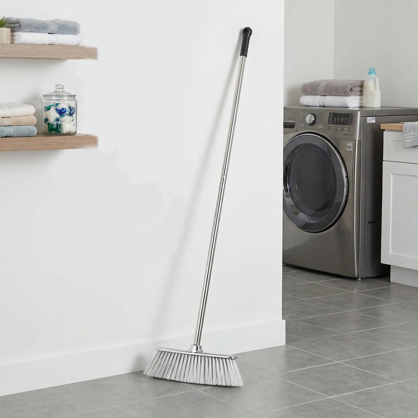 Indoor Soft Bristles Broom and Dustpan Angle Sweeping Dustpan and Broom with Long Handle for Kitchen Hardwood Floor Cleaning (Broom and Dustpan)