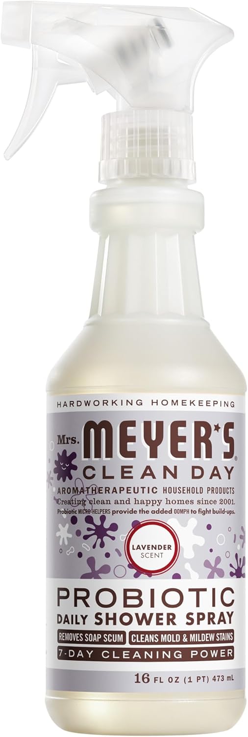 MRS. MEYER'S CLEAN DAY's Probiotic Daily Shower Spray Cleaner, Made With Essential Oils And Other Thoughtfully Chosen Ingredients, Lavender, 16 oz.