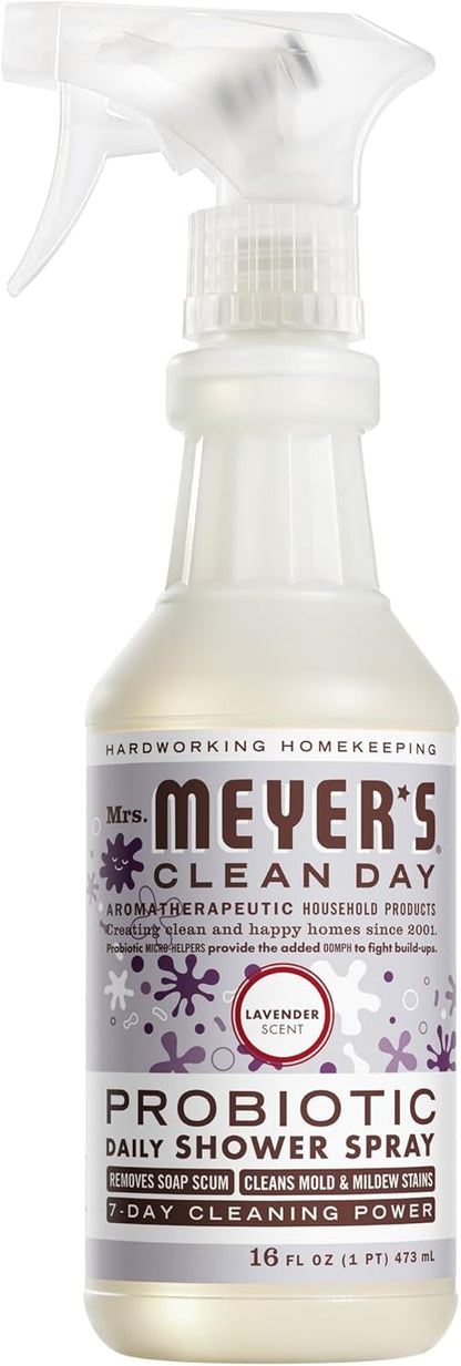 MRS. MEYER'S CLEAN DAY's Probiotic Daily Shower Spray Cleaner, Made With Essential Oils And Other Thoughtfully Chosen Ingredients, Lavender, 16 oz.