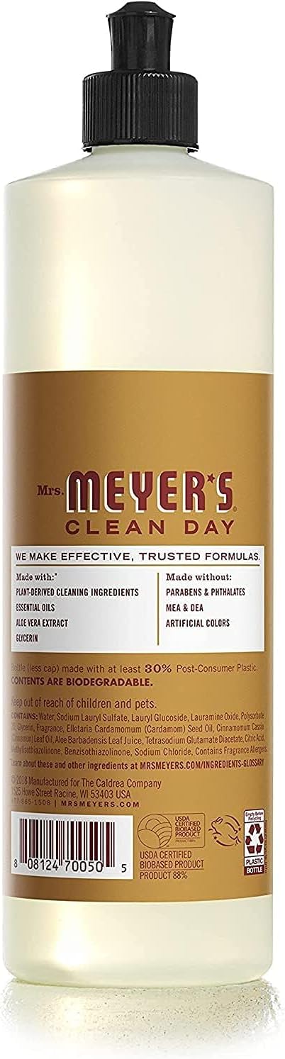 Mrs. MEYER'S CLEAN DAY Liquid Dish Soap 3 Pack Variety, Acorn Spice, Apple Cider, Fall Leaves, 16 OZ Each, 1 CT