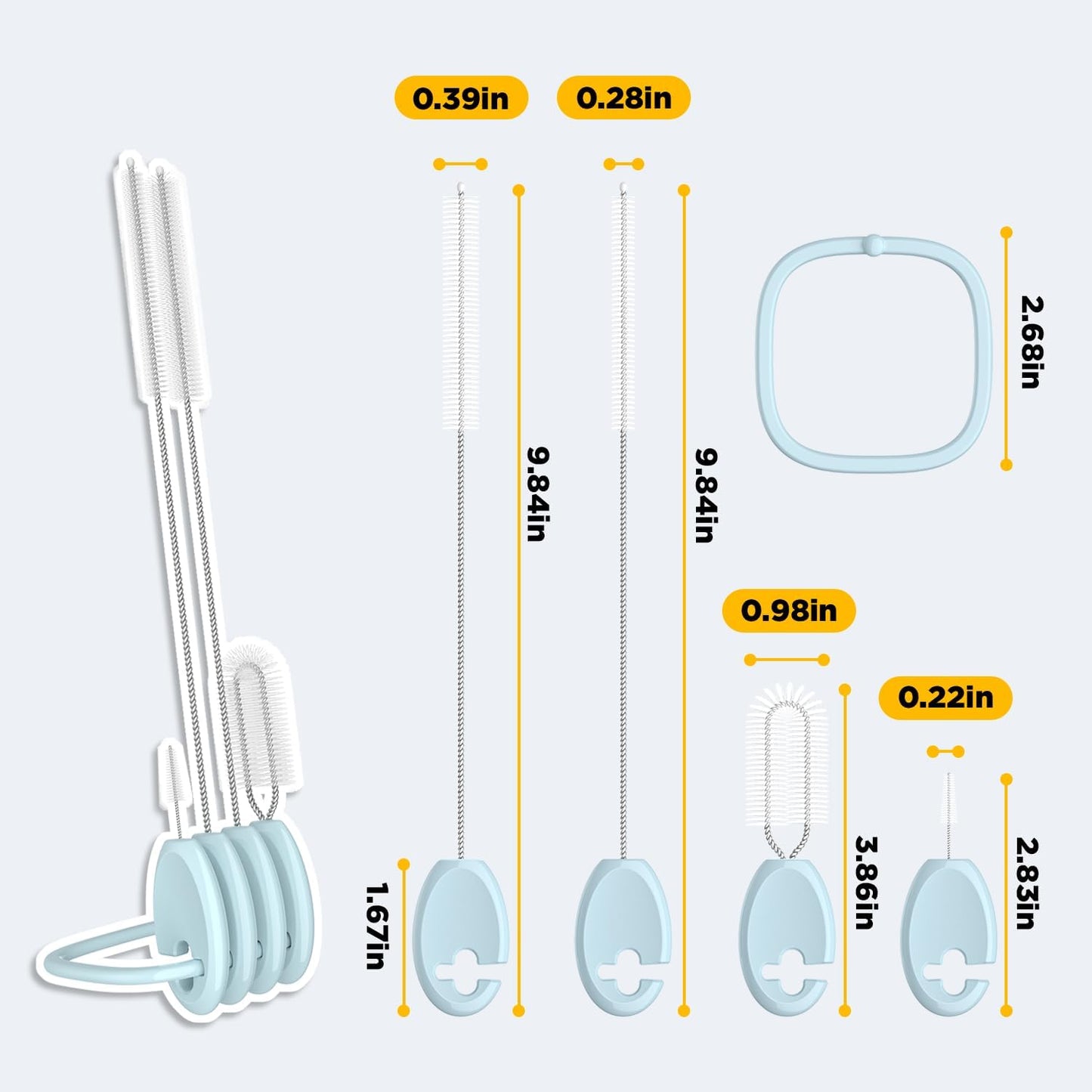 Straw Brush Set, 4 Piece Cleaner Kit with Standable Key Ring for Reusable Straws, Tumblers & Water Bottles – Designed for Kids & Adults, Purple