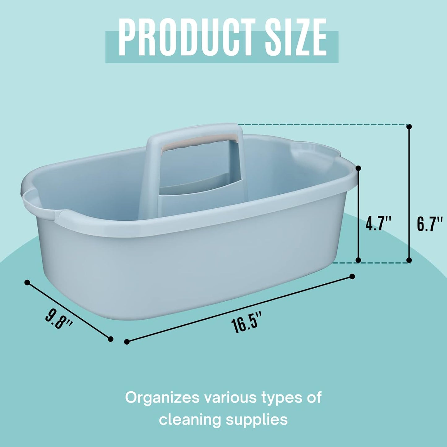 Cleaning Supplies Caddy, Household Tools Organizer with Handle, Large Plastic Bucket, Portable Shower Basket Tote, Gray