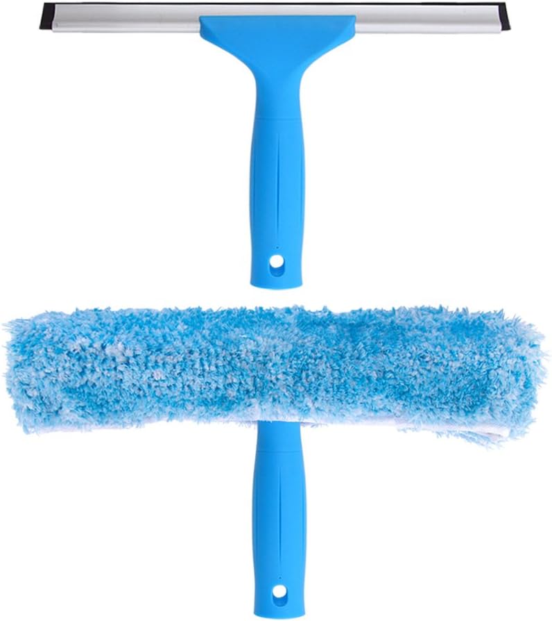 MR.SIGA Professional Window Cleaning Combo - Squeegee & Microfiber Window Scrubber, 14"
