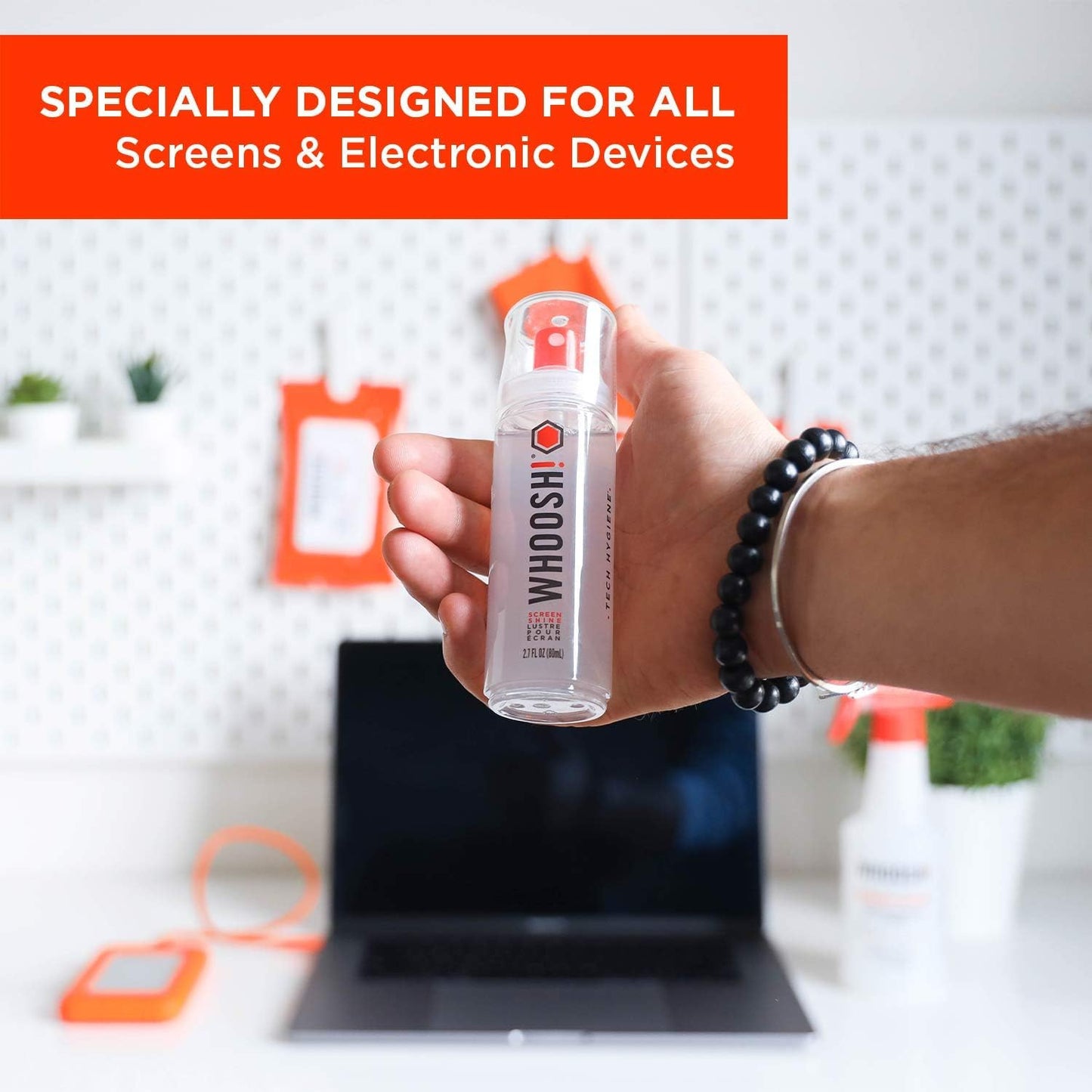WHOOSH! Screen Shine Duo XL - Screen Cleaner Spray and Wipe for Eyeglasses, Phone & Laptop - Removes Fingerprints - Includes 3.4 oz + 1 oz Leak-Free Bottles & 2 Microfiber Cloths for Home & Travel