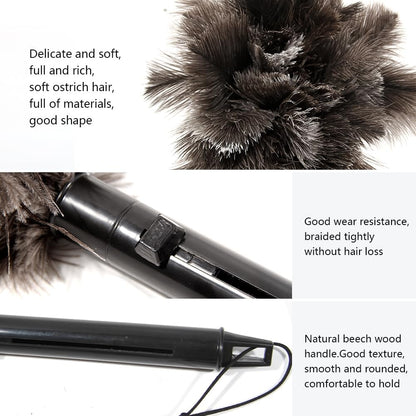 Retractable Ostrich Feather Duster for Cleaning, Fluffy and Natural Feather Duster with Retractable Handle， Reusable Eco-Friendly Handheld Cleaning Supplies (15 inch)