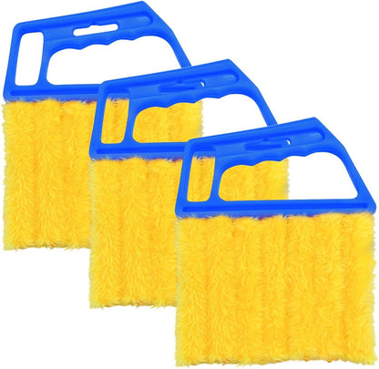 3PCS Blind Cleaner Duster Tool, 7 Fingers Microfiber Handheld Shutter Cleaning Brush for Car Air Conditioner, Detachable Auto Air Vent Dusting Cleaner, Universal for Most Vehicles (Yellow)