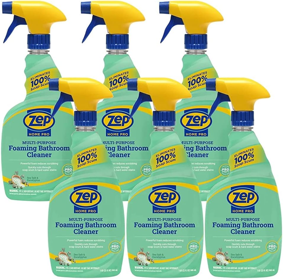 Zep Home Pro Multi-Purpose Foaming Bathroom Cleaner - 32 Fl. Oz. - R53106 - Pro Trusted Cleaning Power: Now in Refreshing Scents and Family Friendly Formulas (1)
