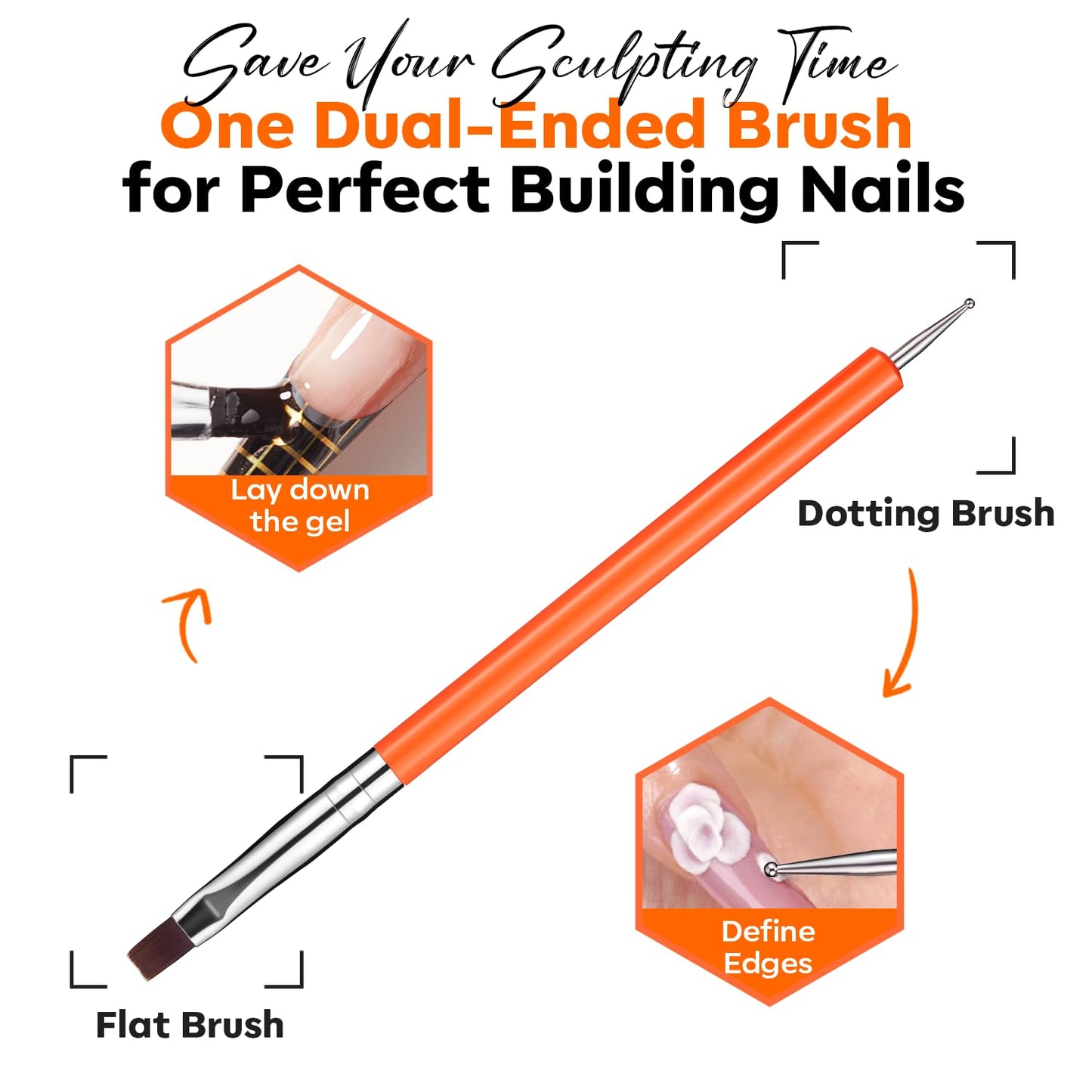Modelones Nail Art Brushes Set, Nail Brush kit Gel Polish, Extension Gel, Liner, Clean up, Carving, Apex Building, Dotting Pens Professional Tools for Drawing Painting 3D Design Salon & DIY Use