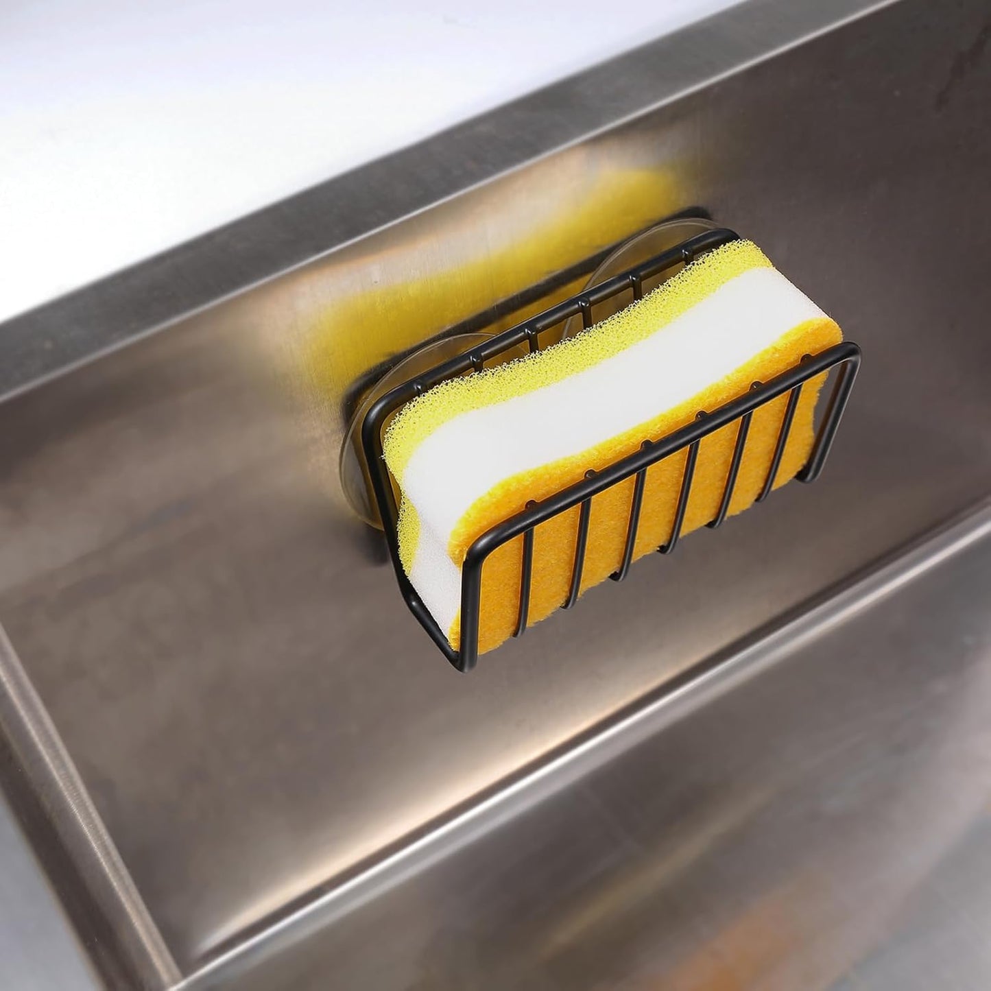 Toplife Sponge Holder for Kitchen Sink, Stainless Steel Suction Cup Sponge Caddy - Silver
