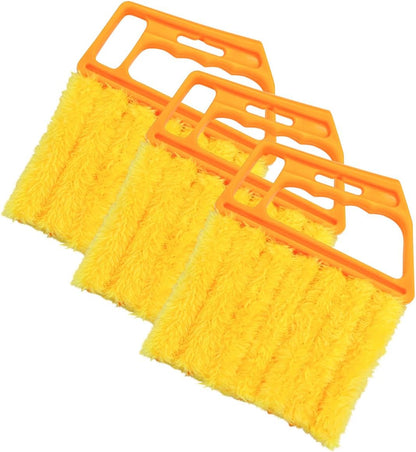 3PCS Car Window Blind Cleaner Duster Tool, 7 Fingers Microfiber Vehicle Handheld Shutter Dusting Cleaning Brush, Removable Auto Air Conditioner Vents Cleaner, Universal Fit (Yellow)