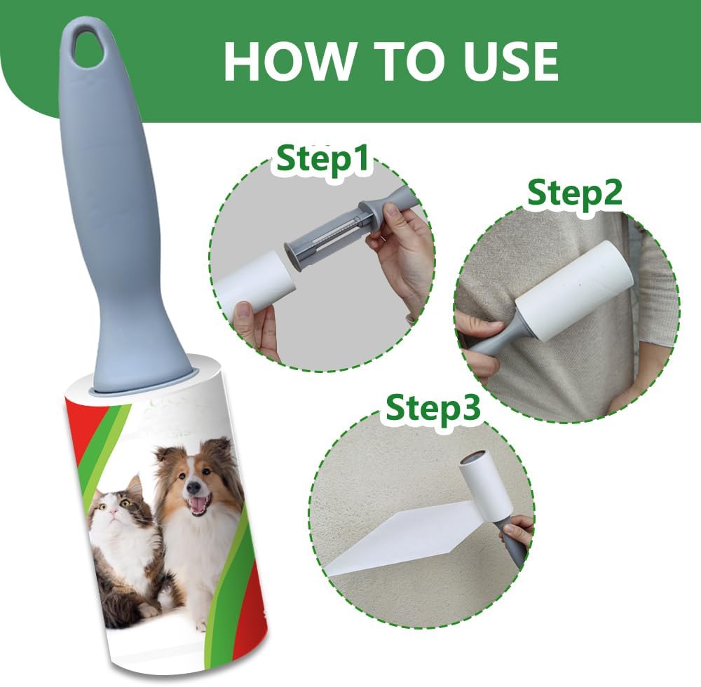 Lint Rollers for Pet Hair Extra Sticky, 600 Sheets Value Set Lint Roller with 2 Upgraded Handles, 6 Rollers Portable Pet Lint Remover for Clothes, Furniture, Carpet, Dog & Cat Hair Removal