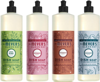 Mrs. MEYER'S CLEAN DAY Liquid Dish Soap 3 Pack Variety, Acorn Spice, Apple Cider, Fall Leaves, 16 OZ Each, 1 CT