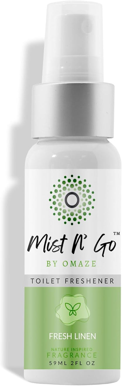 Mist N’ Go by Omaze Travel Bathroom Spray for Toilet Spray Odor Eliminator - Travel Toilet Spray for Bathroom Air Freshener Spray for Bathroom Deodorizer - Clean Mix, Travel Size (1oz x2)