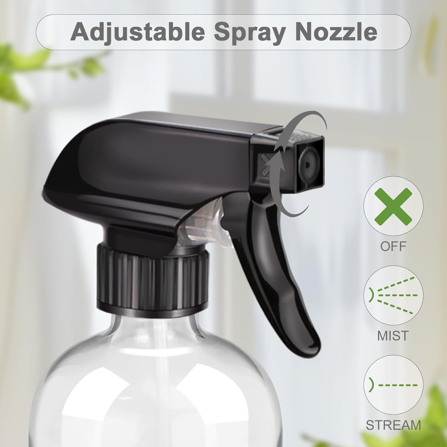 Worldgsb 2 Pack Glass Spray Bottles with Silicone Sleeve, 16 oz Empty Refillable Containers with Adjustable Spray Nozzles, Spray Bottles for Hair, Cleaning Solutions and Plants Blue&Grey