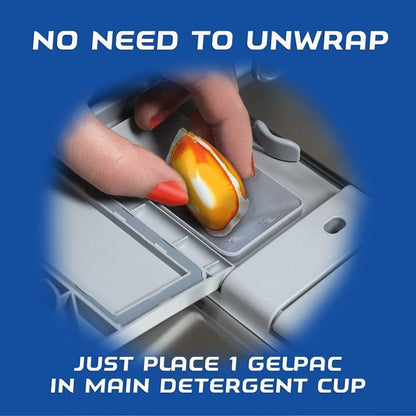 Finish Gelpacs Dishwasher Detergent Pods, Quick Dissolving Cleaning Power, Fights Grease & Dried-On Food, Easy-to-Use Pre-Measured Dishwasher Soap, Orange Scent, 84 Count