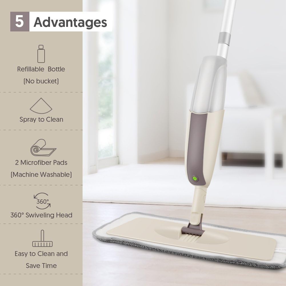 Spray Mops for Floor Cleaning: MEXERRIS Wet Mop with 3 Washable Pads for Swiffer Powermop - Floor Mop with Refillable Bottle - Home Commercial Dust Mops for Hardwood Laminate Ceramic Tiles
