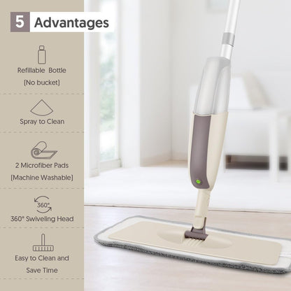 Spray Mops for Floor Cleaning: MEXERRIS Wet Mop with 3 Washable Pads for Swiffer Powermop - Floor Mop with Refillable Bottle - Home Commercial Dust Mops for Hardwood Laminate Ceramic Tiles