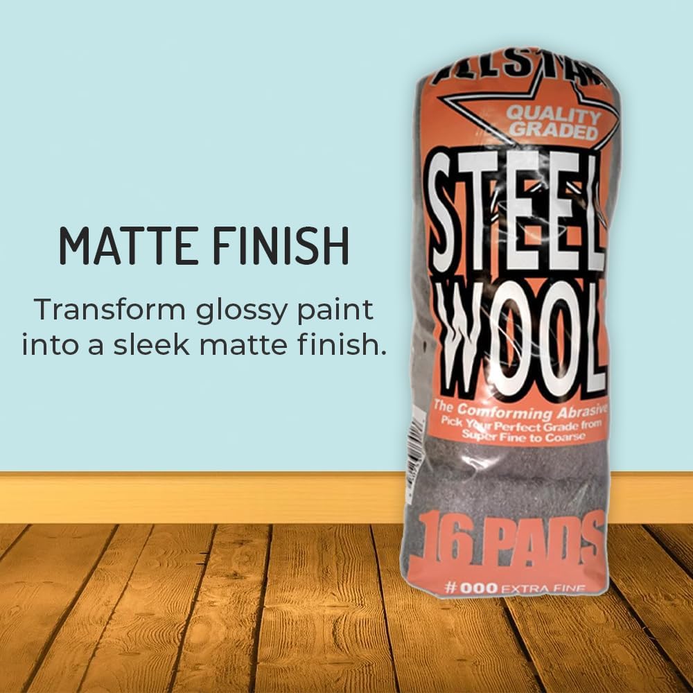 Hi-Tech 000 Extra Fine Steel Wool Pads (16 Pack) – Ultra-Fine Scratch-Free Surface Prep, Waterless Window Cleaning, Polishing, Finishing & Woodworking Abrasive