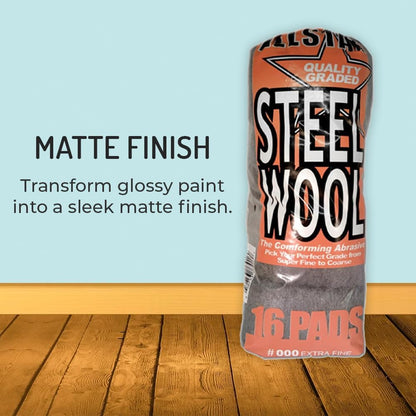 Hi-Tech 000 Extra Fine Steel Wool Pads (16 Pack) – Ultra-Fine Scratch-Free Surface Prep, Waterless Window Cleaning, Polishing, Finishing & Woodworking Abrasive