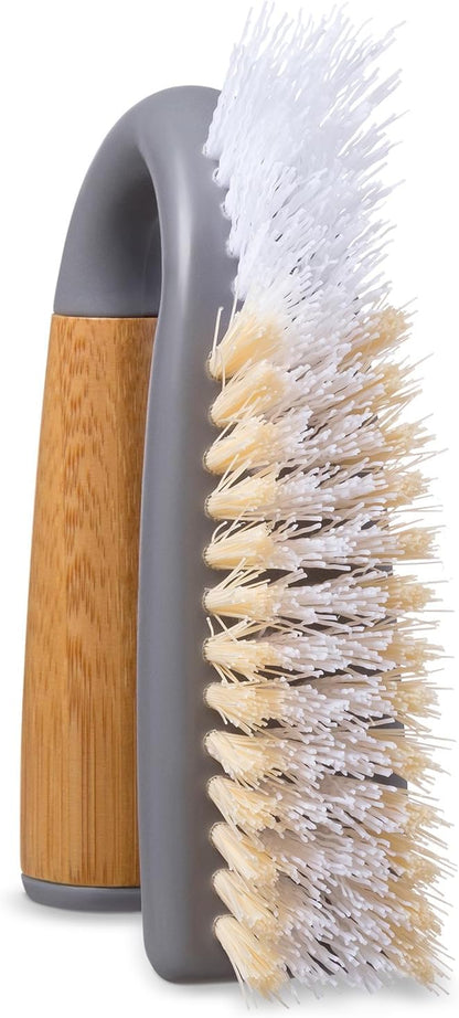 Full Circle Grunge Buster, Grout & Tile Scrub Brush, Recycled Materials, Tough & Durable, Grey