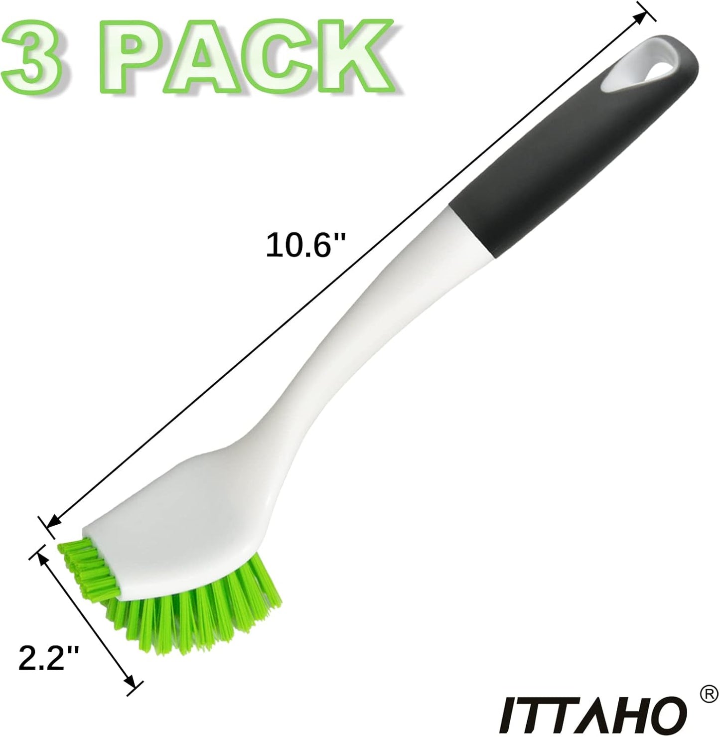 3 Pack Dish Brush,Dish Scrub Brush, Kitchen Scrub Brush for Cleaning Dishes, Double Sided Bristles Scrubber Cleaner for Dishes,Sink,Pots,Pans,Bathroom Shower,Tile,Tubs