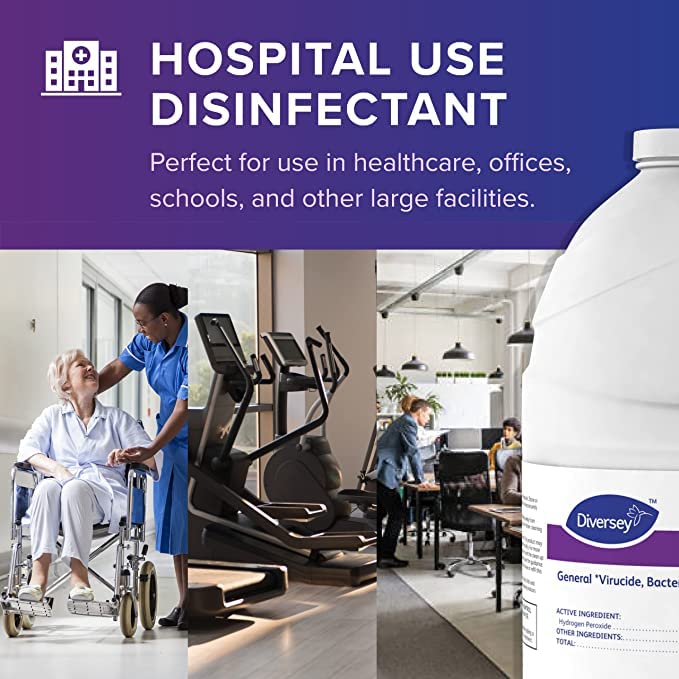 Oxivir Diversey Tb Ready-to-Use Liquid Hydrogen Peroxide Disinfectant Cleaner, Tuberculocidal Multi-Surface Cleaner, 1 Gallon