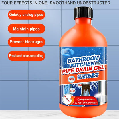Drain Clog Remover, Professional Strength Liquid Drain Opener and Cleaner, Fast Acting Dissolver for Bathroom, Kitchen and Toilet, 500mL