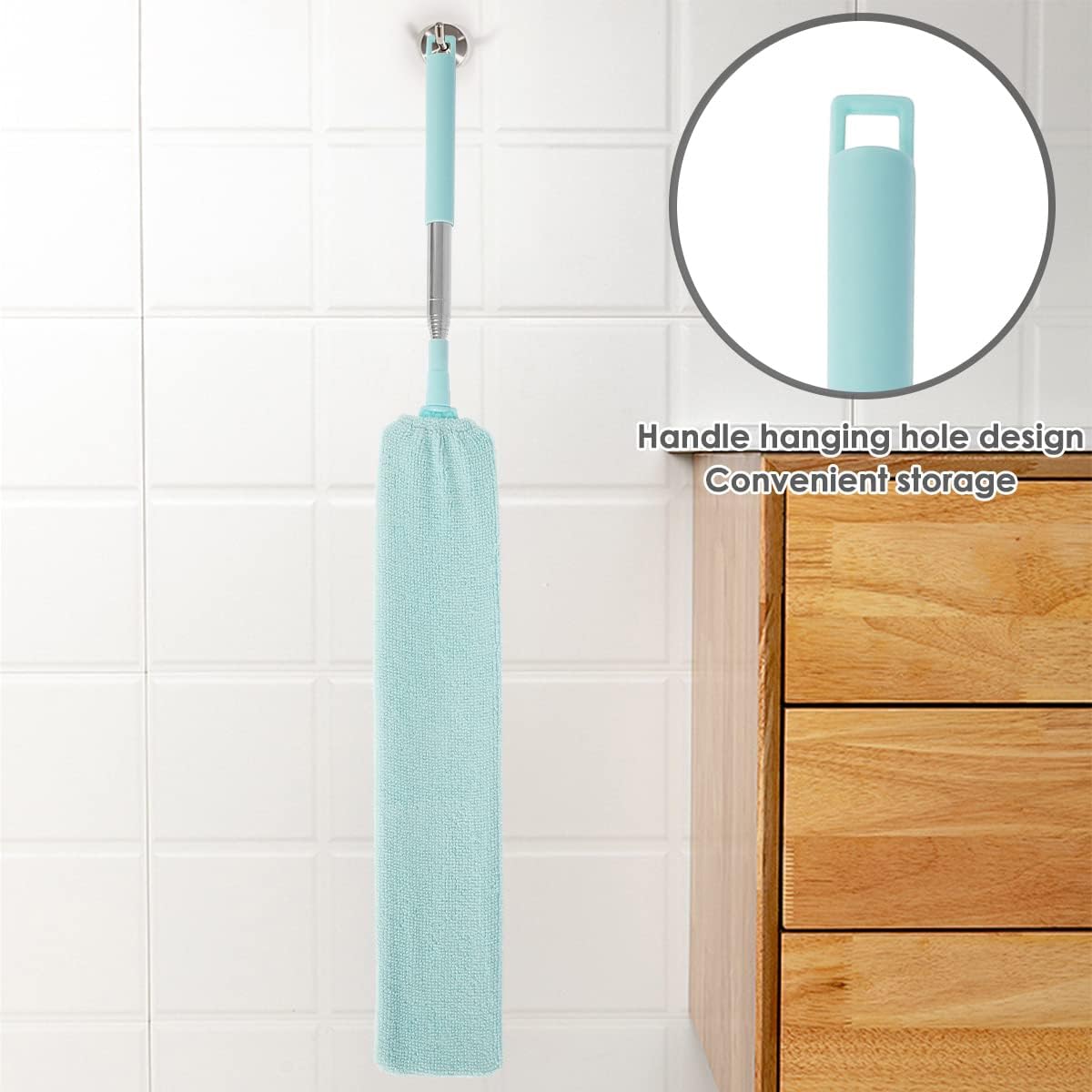Gap Dust Cleaner Retractable Microfiber Gap Dust Brush Flexible Long Flat Gap Duster with Extendable Pole and Cloth Cover for Sofa Bed Furniture Bottom Ceiling Fan Blinds(Grey)