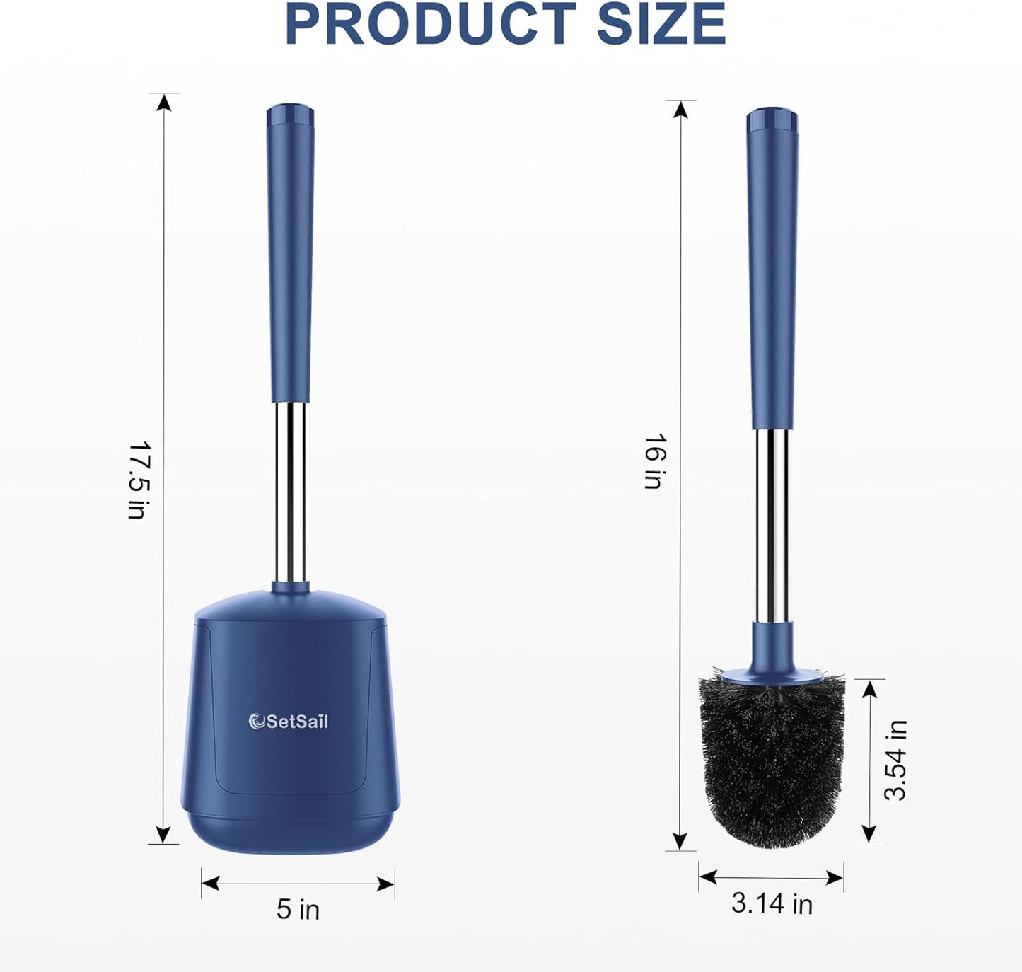 SetSail Toilet Brush and Holder, Self Closing Lid Toilet Bowl Brushes Holder and Extra Long Handle Ventilated Toilet Brush Set for Bathroom Cleaning, Nylon Bristles, Black