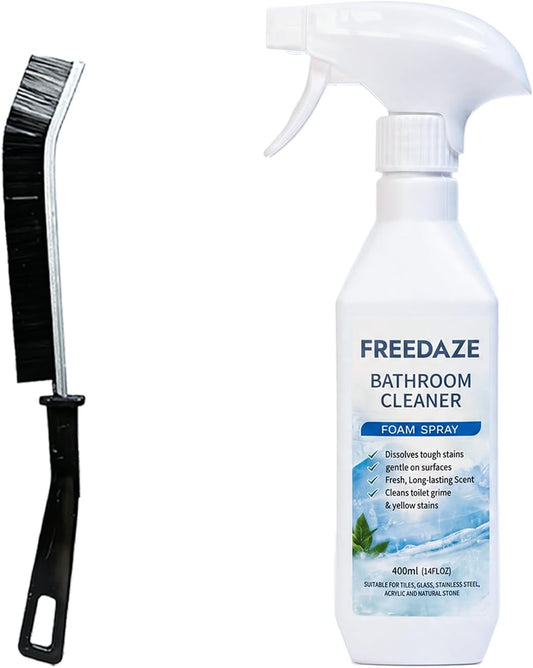 Bathroom Cleaner Foam Spray (400ml) - Spray, Wait & Scrub for Hard Water Stains, Mold, Rust & Soap Scum | Free Cleaning Brush Included (1 PACK)