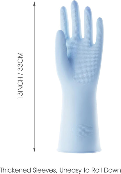 COOLJOB 3 Pairs Colorful Household Gloves with Cotton Liner & Non-slip Grip, Water Resistant Reusable Dish Washing Rubber Gloves for Kitchen & Bathroom Cleaning, Medium