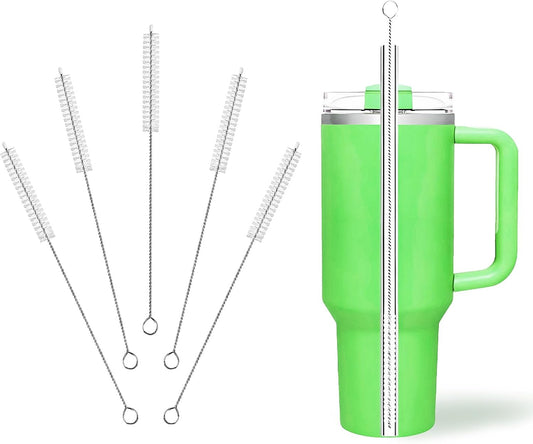 Cleaning Brushes for Reusable Drinking Straws, Set of 5, Long Wire Handle, Bottle and Straw Cleaner for Stanley Mug, Sippy Cup, Water Bottle and Tubes, Reusable and Flexible