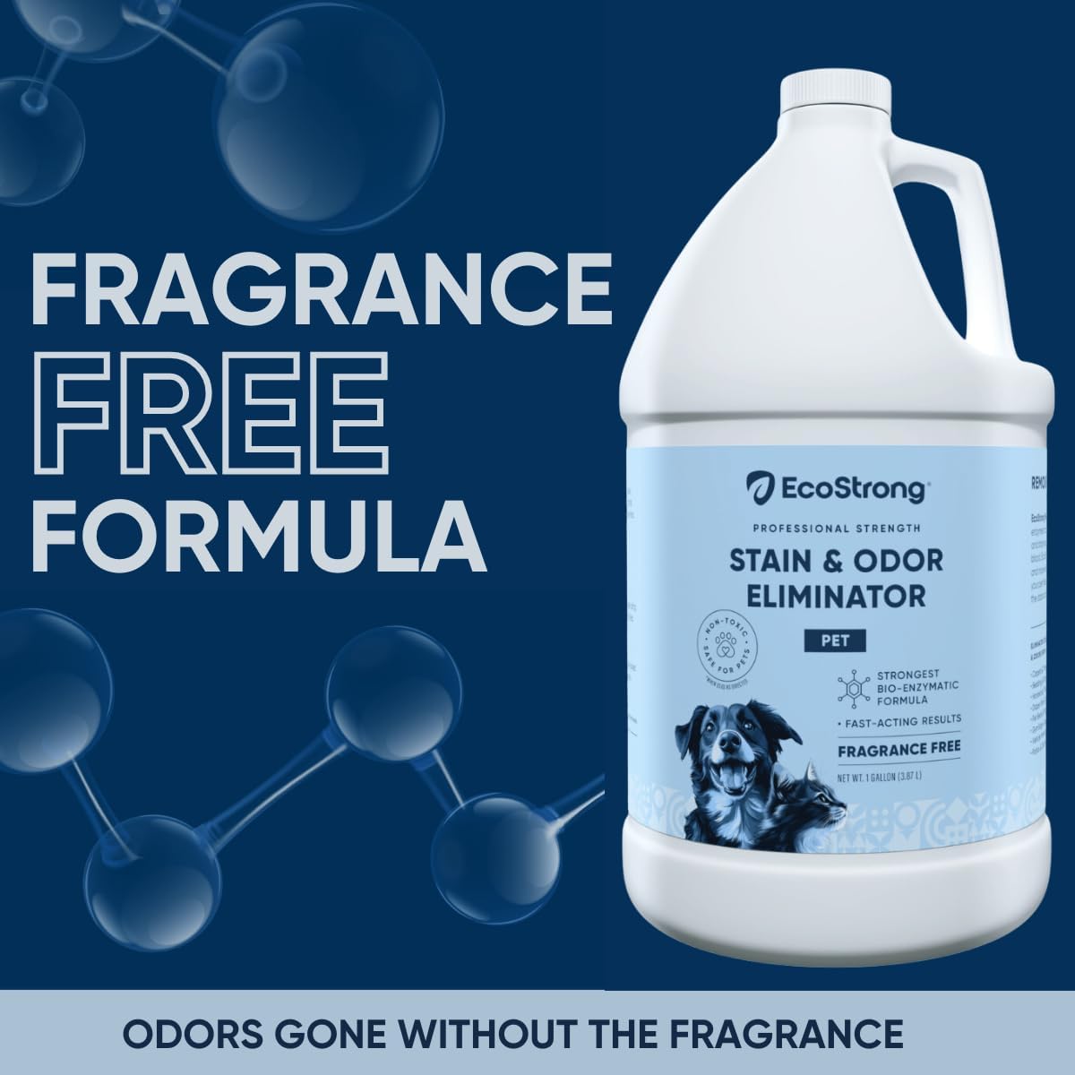 Eco Strong Pet Stain and Odor Remover - Cat Urine Enzyme Cleaner Destroyer, Urine Destroyer for Dogs, Pet Urine Enzyme Cleaner - 128 Oz