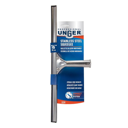 Unger Professional Stainless Steel Heavy-Duty Squeegee, 12", Silver