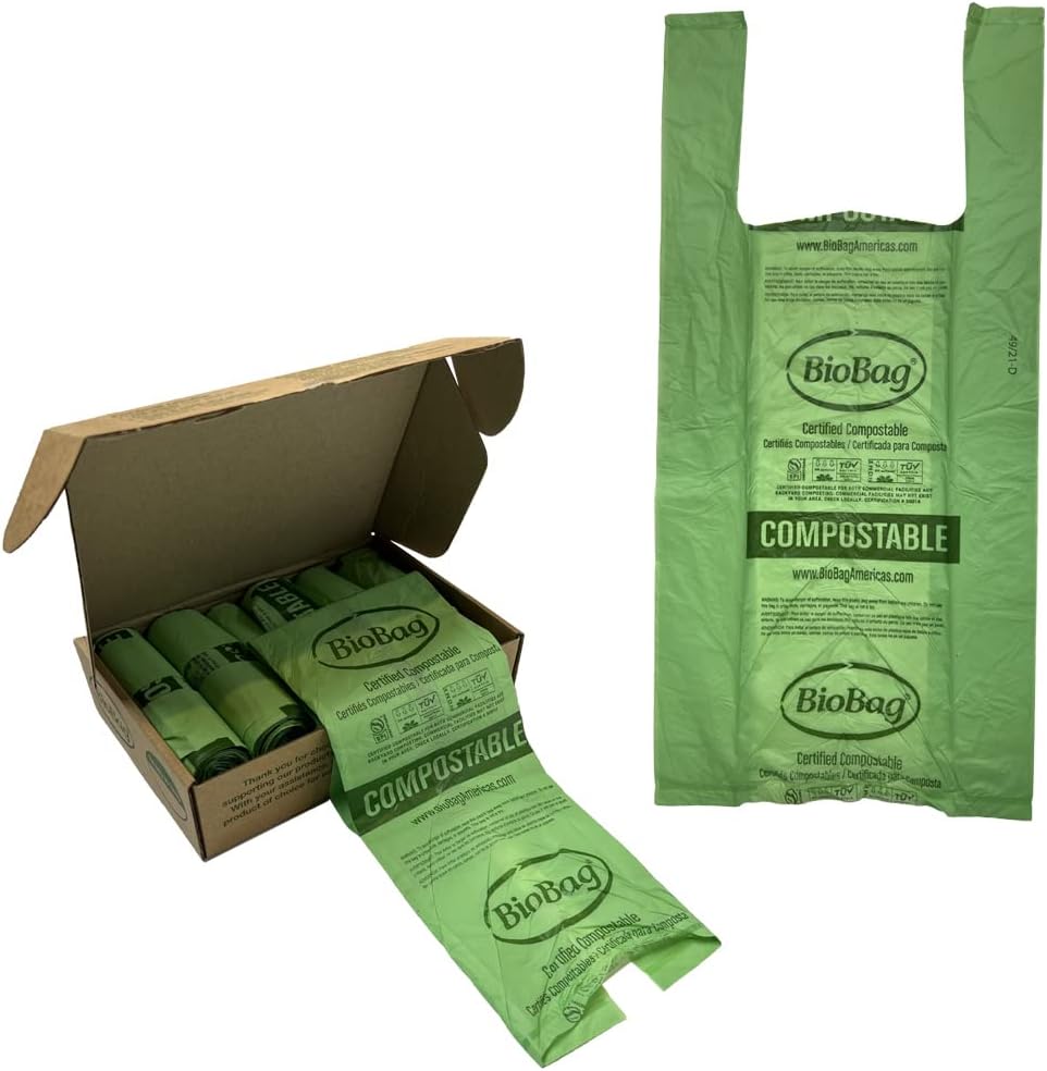3 Gallon Compostable Food Scrap Bags by BioBag, 100 Count, BPI Certified, Meets ASTM D6400 Standards, Made in USA, Kitchen Trash Bin Liners