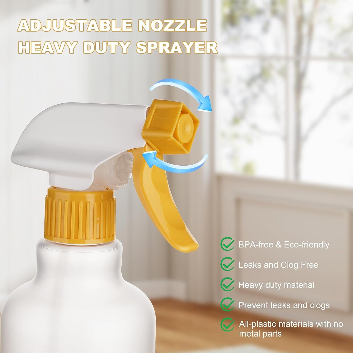 Plastic Spray Bottles Empty Spray Bottle 16.9oz/500ml 2 Pack Heavy Duty Spraying Bottles Mist/Stream Water Bottle for Cleaning Solutions, Essential Oils, Hair (Clear)