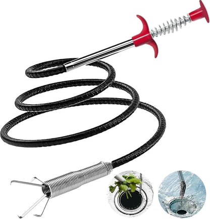 (76 inch) Drain Snake, Drain Clog Remover - Gutter Cleaning Tools Cleaner for Toilet Sewer Shower Kitchen Bathroom Tub Tool, Flexible Grabber Claw Pick Up Reacher