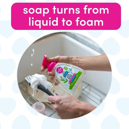 Dapple Baby Fragrance-Free Foaming Baby Bottle & Dish Soap - 13 fl oz - Cleans Bottles, Sippy Cups, Pacifiers, Breast Pumps, & More - Gently Removes Milk Film & Odors - Fragrance Free