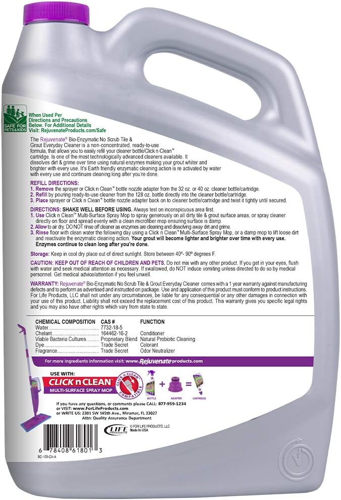 Rejuvenate Bio-Enzymatic Scrub Free Tile and Grout Cleaner Lightens and Brightens Every Time (32oz)