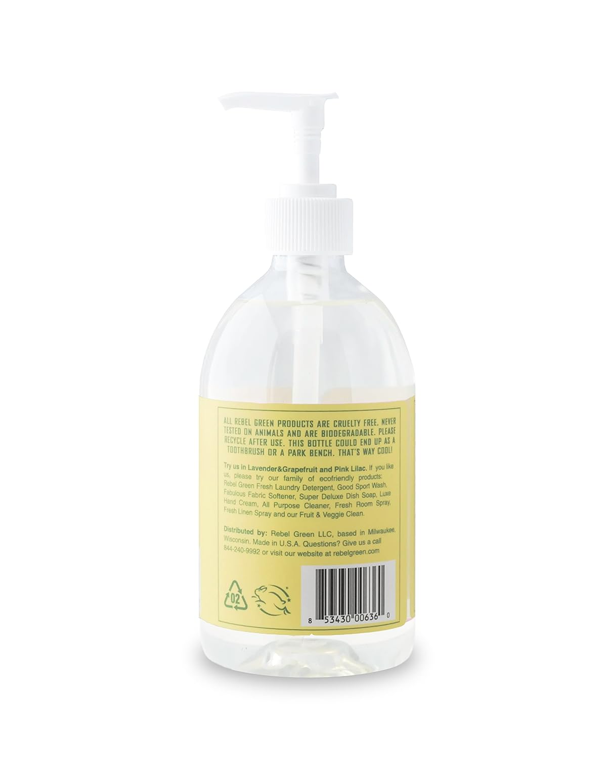 Rebel Green Fresh & Clean Hand Soap Refill - Natural Liquid Hand Soap Refill for Bathroom & Kitchen - Lavender & Grapefruit Scent, 32 Fl Oz