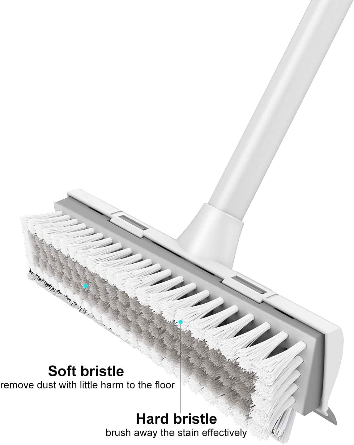 BOOMJOY Grout Brush with Long Handle, 57" Grout Cleaner for Tile Floors, Double-Sided with V-Shape Stiff Bristles for Bathroom, Patio, Kitchen, Wall, Corners and Deck
