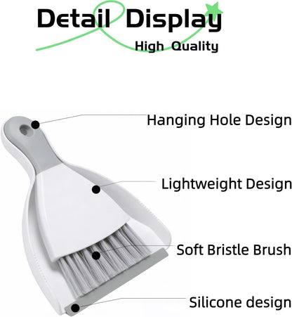 Mini Dustpan and Brush Set, Small Broom and Dustpan Set Dust Pan and Portable Hand Broom Dustpan and Combo Compact for Desk, Table, Home, Kitchen Necessities