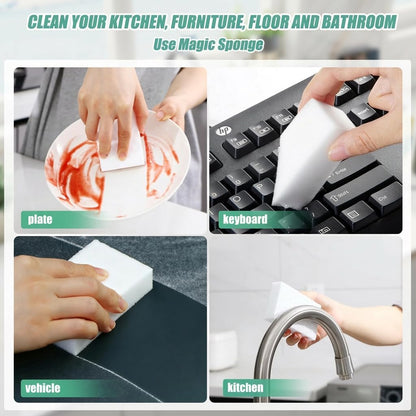 50 Pcs Melamine Sponges Cleaning, Magic Sponge Eraser - Multifunctional Efficient Decontamination, Sponge Suitable for Kitchen, Shoe, Floor