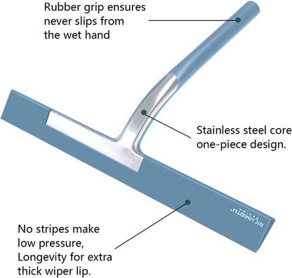Shower Squeegee for Glass Doors, RICHMIRTH 11" Inch Width Silicone Rubber Blade Squeegee Window Cleaner Tool Squeegee for Shower Glass Doors Bathroom