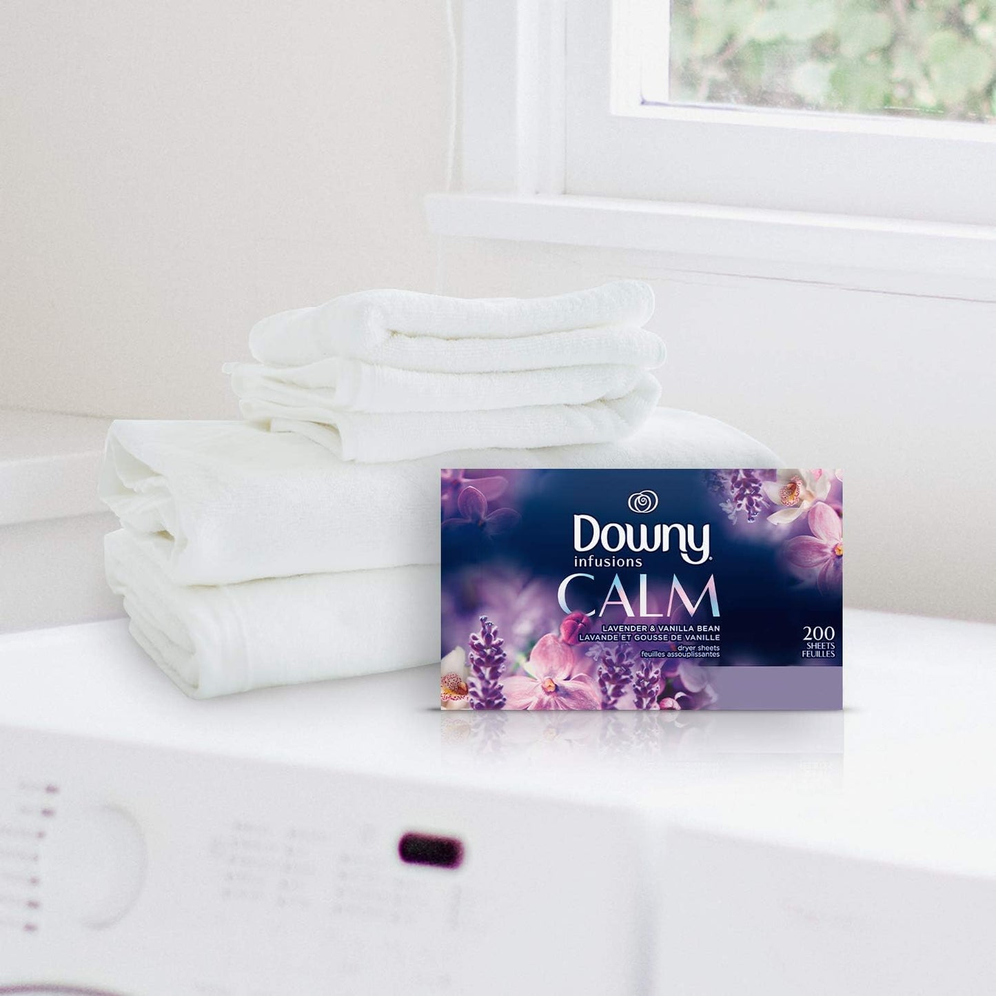 Downy Calm Mega Dryer Sheets, Large Fabric Softener Sheets for Laundry , Static Guard & Softness Boost, Laundry Dryer and Fabric Sheets, 180 Count